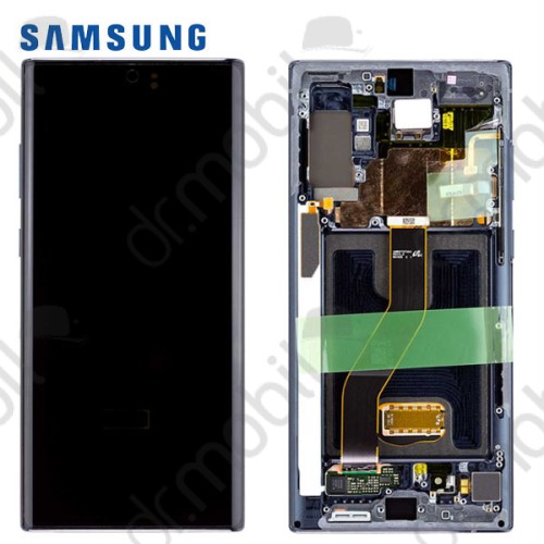 Előlap Samsung Galaxy Note 10 Plus (SM-N975F) keret + LCD kijelző (érintőkijelző) GH82-20900A fekete 